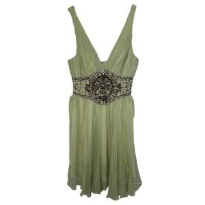 NWT Mandalay Mint Silk Beaded Embellished Mini Cocktail Party Dress Women Size 4